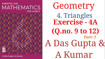 ICSE Mathematics Class 6| Triangles | Exercise 4A| A Das Gupta Solutions| Geometry #icse #maths
