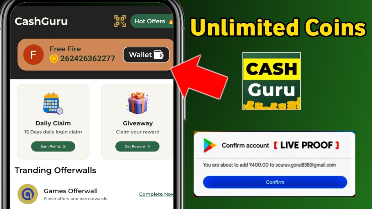 Cash Guru App Unlimited Coins Trick | Cash Guru App Unlimited Trick | Free Google Redeem Code App