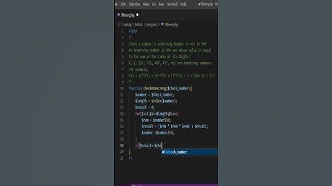 Check Armstrong Number or not in PHP #shorts