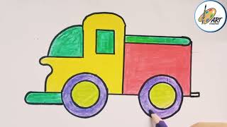 رسم الشاحنات والتلوين للأطفال والصغار//Easy Vehicle Drawings