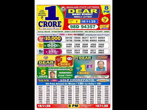 Nagaland Lottery Result Today 8pm 16 11 2025 Morning Nagaland Night