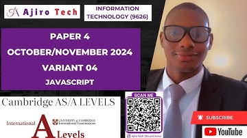 Cambridge A Level Information Technology (9626) Paper 4 Javascript October November 2024 Variant 04
