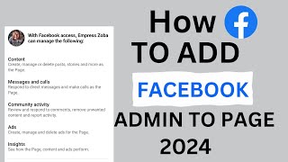 How To Add Admin On Facebook Page 2024/ How to give someone access to your Facebook page by OnlinTech Bosslady 35 views 2 weeks ago 3 minutes, 38 seconds