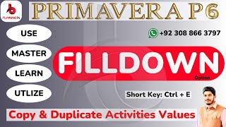 How to use Fill down Option in primavera p6 | Copy and duplicate activities values in p6 | primavera