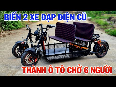 Biến 2 Xe Đạp Điện Cũ Thành Ô TÔ Điện Chở 6 Người – DIY Electric Quad BIKE – ATV Bike 6 Seats