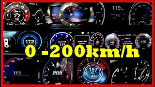 Top 5 - 0 -200 km/h  Compilation Acceleration on German Autobahn