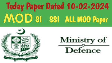 MOD All Cadre MCQs Dated 10-03-2024 Paper| SI SSI UDC all POST solved Questions| Ministry Of Defence