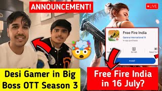 Free Fire India Coming 16 July? - Official Website Leak 🤯, Desi Gamer in Big Boss OTT Season 3? 🤯