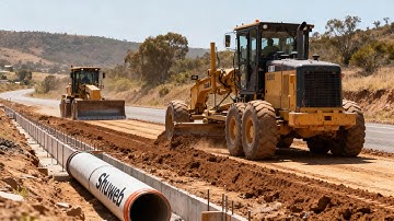 Road Dynamic Roll Skills Motor Grader & Bulldozer Amazing Concrete. #Foundation #Machine Tools