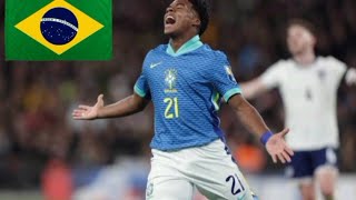 Endrick marca pela 1ª vez, e Brasil vence a Inglaterra na estreia de Dorival Júnior