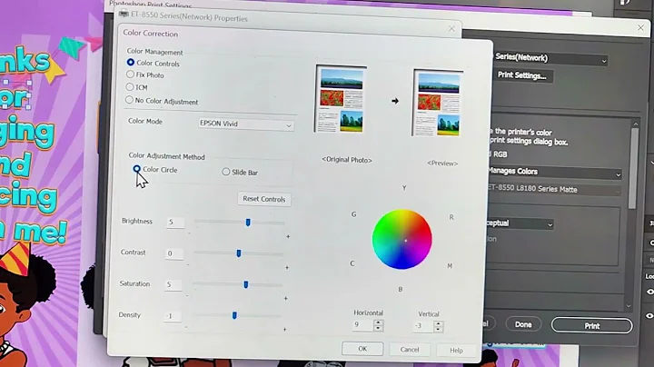 Changing the color settings in Epson ET-8550