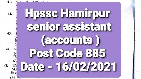 Hpssc Hamirpur  senior assistant (accounts ) Post Code 885