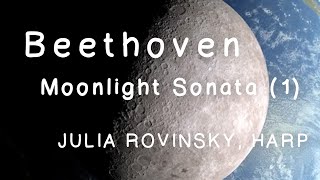 Beethoven. Moonlight Sonata I. Julia Rovinsky, Harp. Moon and Earth visualization video story.