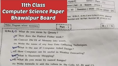 1st year Computer Science Bhawalpur board group1 solved paper 2023 ||