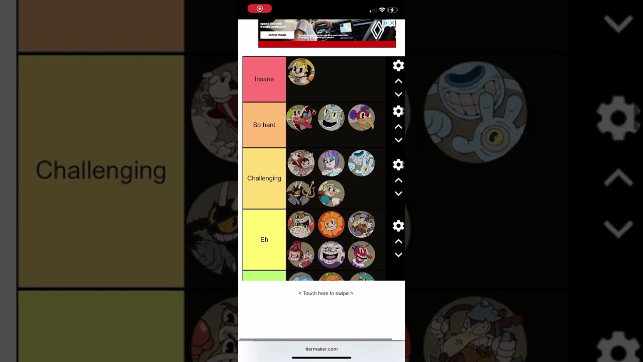 Cuphead Main Game Bosses Difficulty Tier List My Opinion 