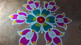 pongal 2024 simple flowers rangolikolam3*2sankranti chukala mugguluPongal special kolangal