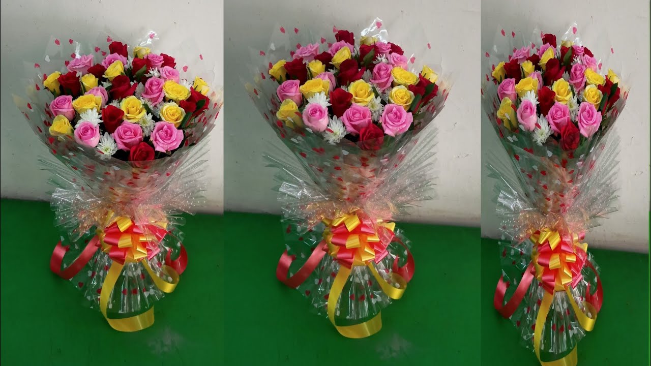 How To Make a Hand Bouquet || 30 Mix Roses Bouquet Wrapping New Technique @FlowersMore2