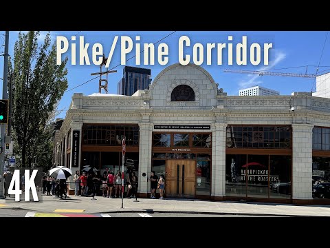 Pike-Pine Corridor, Seattle. | Morning walk on quiet streets | 4K | USA