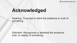 Acknowledged Meaning