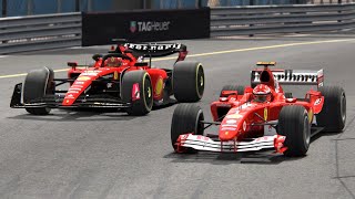 Ferrari F1 2023 vs Ferrari F1 2004 - Monaco Grand Prix (Leclerc vs Schumacher)