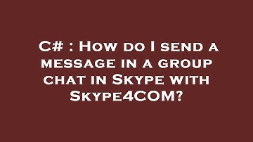 C# : How do I send a message in a group chat in Skype with Skype4COM?