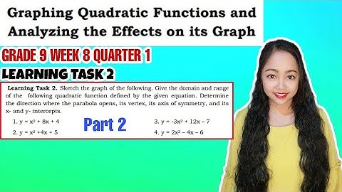 G9-GRAPHING QUADRATIC FUNCTIONS AND ANALYZING THE EFFECTS ON ITS GRAPH | Learning Task 2 Part 2 W8