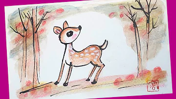 絵手紙妙華 水彩色鉛筆 鹿の描き方 下絵付 How To Draw A Cute Fawn 9月 10月 11月 秋の小鹿 バンビ 絵手紙 ハガキ絵 かわいいイラスト Mp3