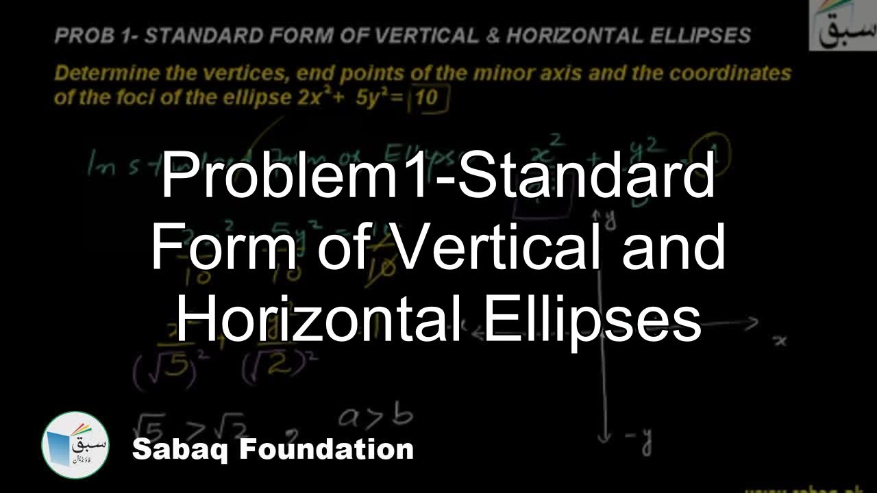 Problem1-Standard Form of Vertical and Horizontal Ellipses, Math Lecture | Sabaq.pk