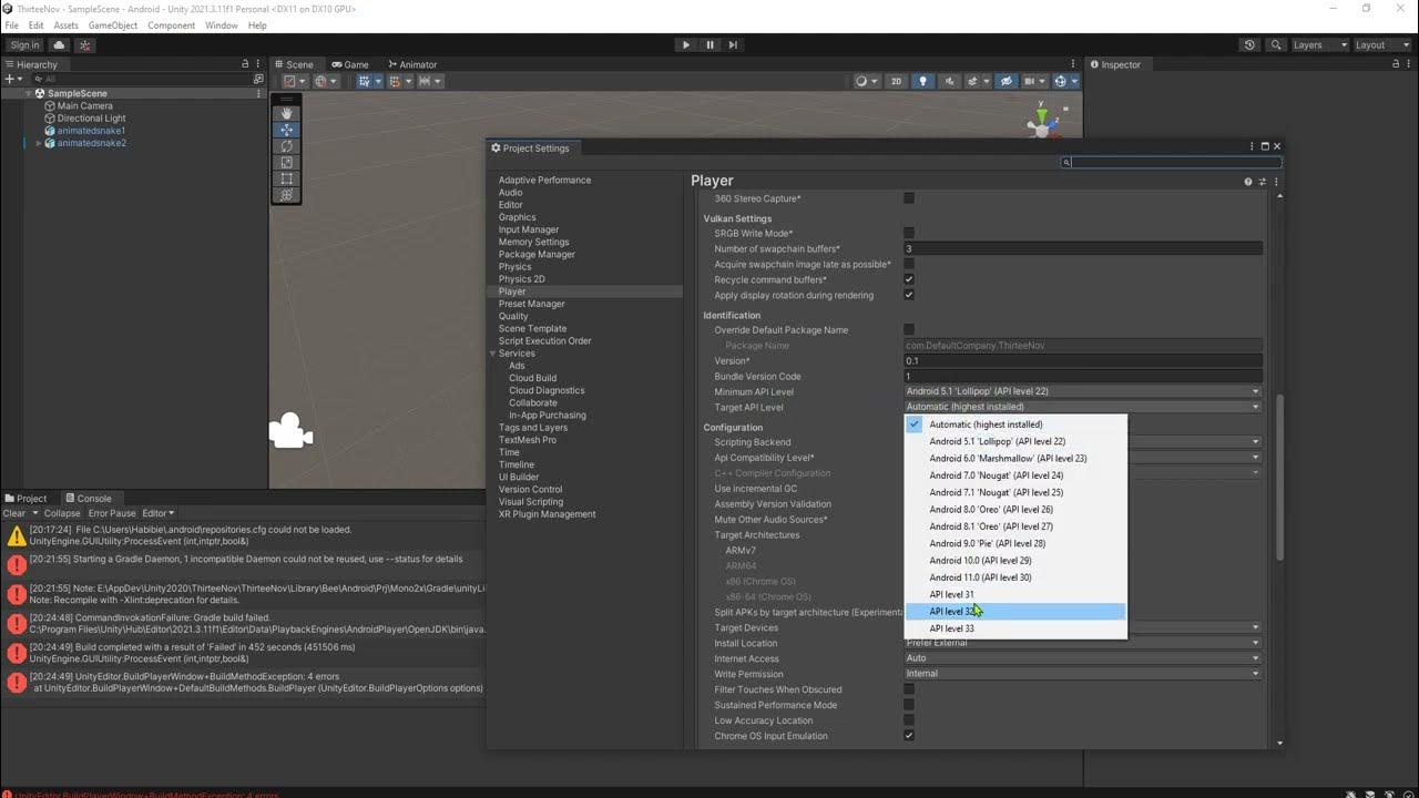 Annoying error problem when exporting android apk file from unity 2021 