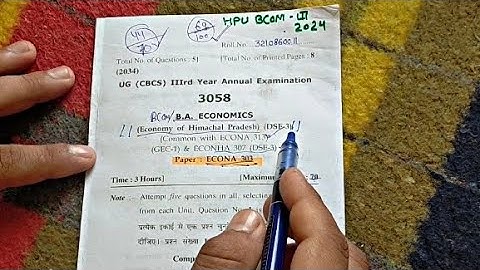 Economy Of Himachal Pradesh question paper 2024 hpu BA BCOM 3rd year | final year hpu 2024