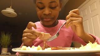 ASMR eating ham cabige and macaroni salad screenshot 1