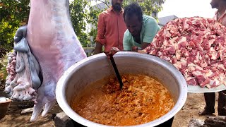 Cooking Full Goat Mutton Curry | Traditional Mutton Curry | Village cooking food