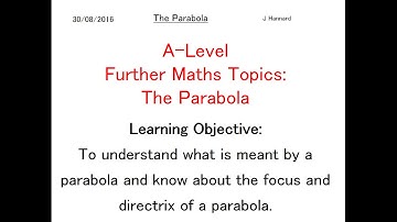 A-Level Further Maths Topics - Further Pure 1 (FP1) - Lesson 7: The Parabola