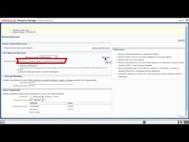 Oracle Database 12c: Restoring with a Password-Encrypted RMAN Backup