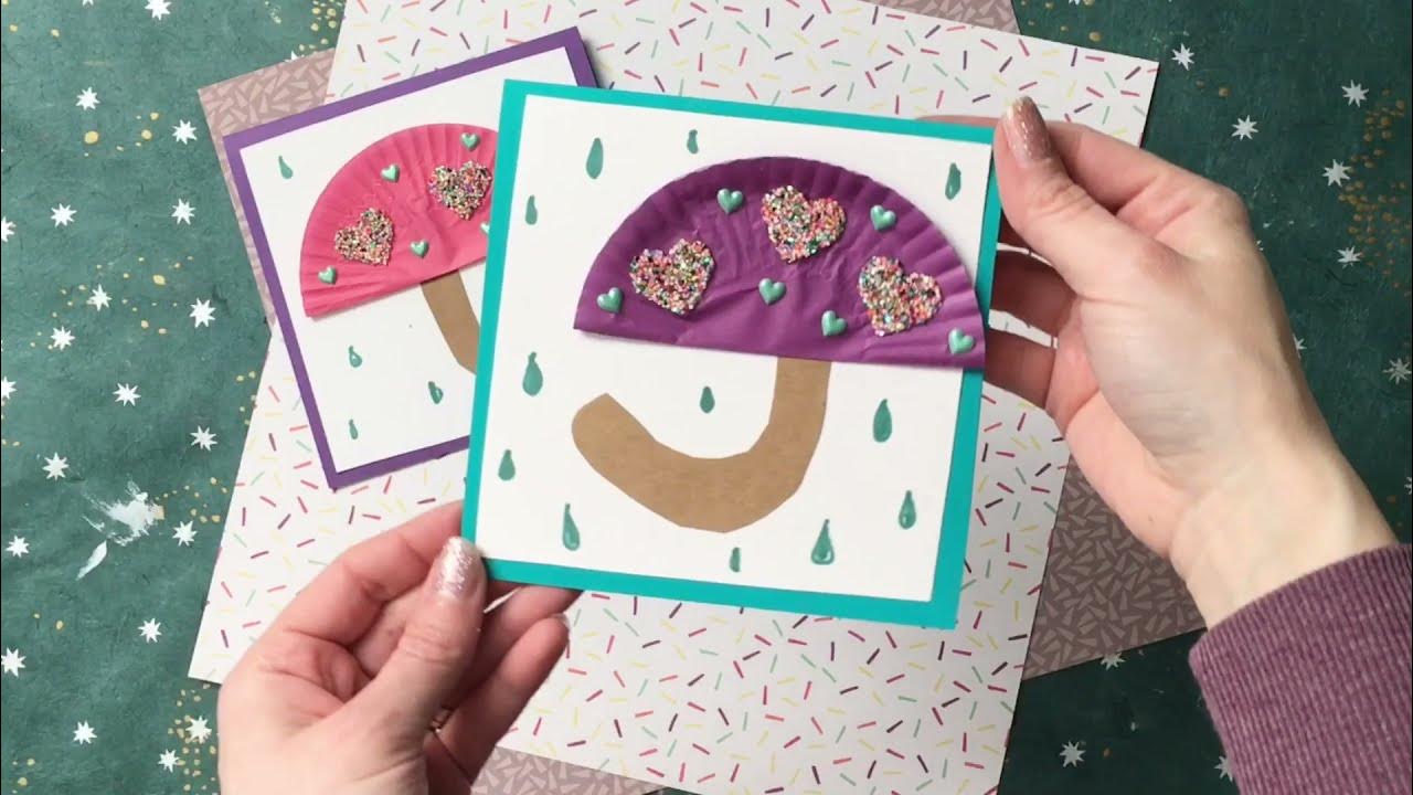 Cupcake Liner Umbrella Cards Kid Craft YouTube