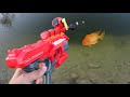 Nerf MEGA Blaster Catches Colorful JAWS FOOD!!