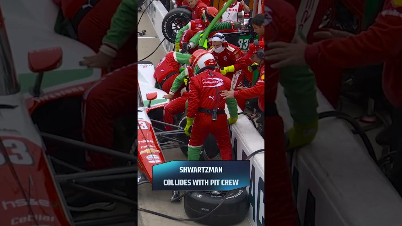 Watch Out Robert Shwartzman Collides With His Pit Crew Indy500