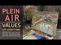 Plein Air Painting in Oils :: Values are Key :: Fallen Tree on the River Bank :: Pitt Meadows