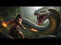 prehistoric survival: who will win — man or the giant serpent? 🐍🔥