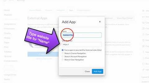 Permanently add an external url to the sidebar of Canvas