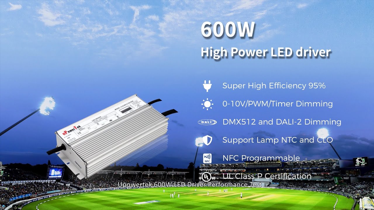 uPowerTek 600W LED Driver Performance Test - Grow Lighting or Sports Lighting Application