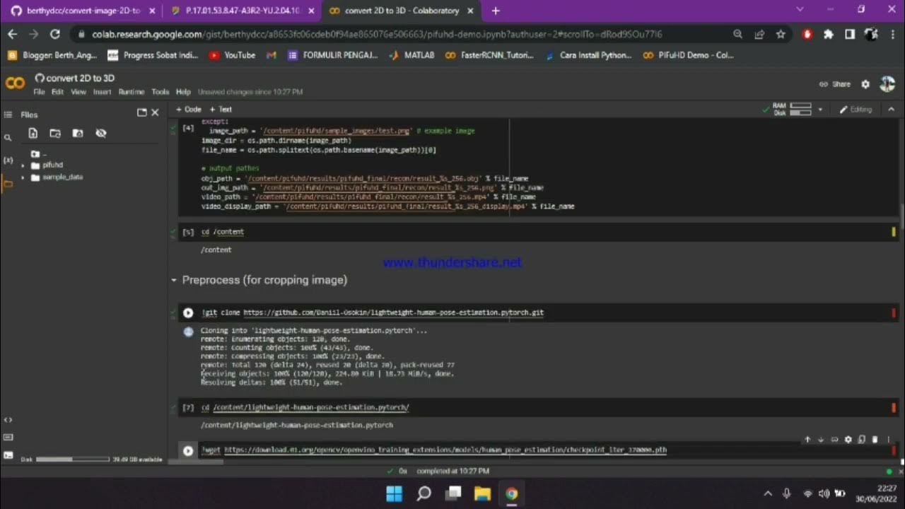 Cara convert gambar 2D ke 3D dengan python di google colab - YouTube