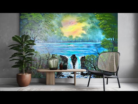 The Lost Lake Bob Ross Inspired Painting Tutorial Tsma Bobross Oilpainting