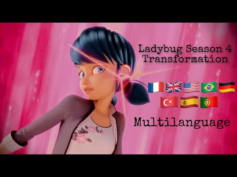 Miraculous | Multilanguage: Ladybug Season 4 Transformation - 🇫🇷🇬🇧🇺🇸🇧🇷🇩🇪🇹🇷🇪🇸🇵🇹