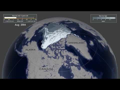 Weekly Arctic Sea Ice Age with Graph of Ice Age By Area: 1984 - 2019