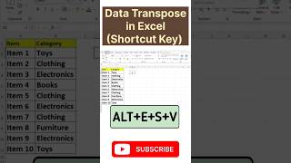 ExcelTrick#Data Transpose in Excel#Excel#exceltutorial#exceltips#shorts#viral#exceltipsinhindi#excel