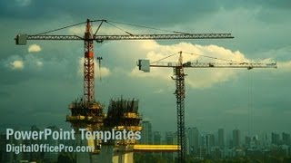 Construction Cranes PowerPoint Template Backgrounds - DigitalOfficePro #00004W
