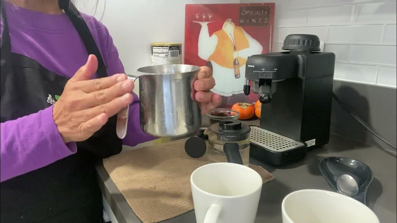 Use Krups Espresso Machine to make Cappuccino, steam milk, create milk