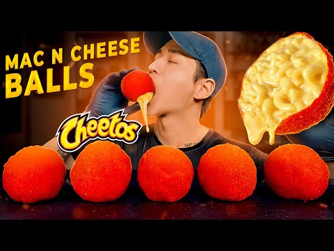 ASMR MUKBANG HOT CHEETOS MAC N CHEESE BALLS | COOKING & EATING SOUNDS | Zach Choi ASMR