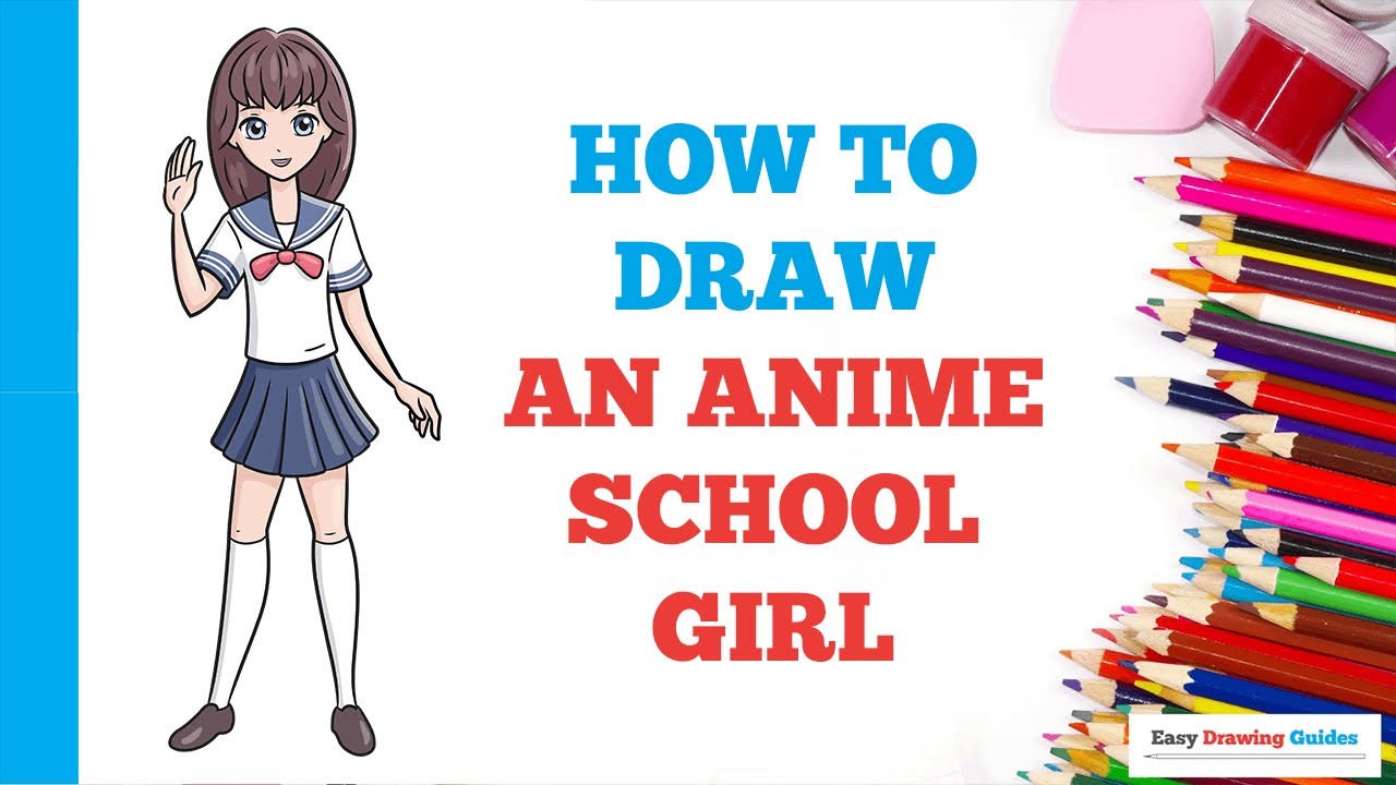 How to draw anime School girl  easy drawing tutorial 